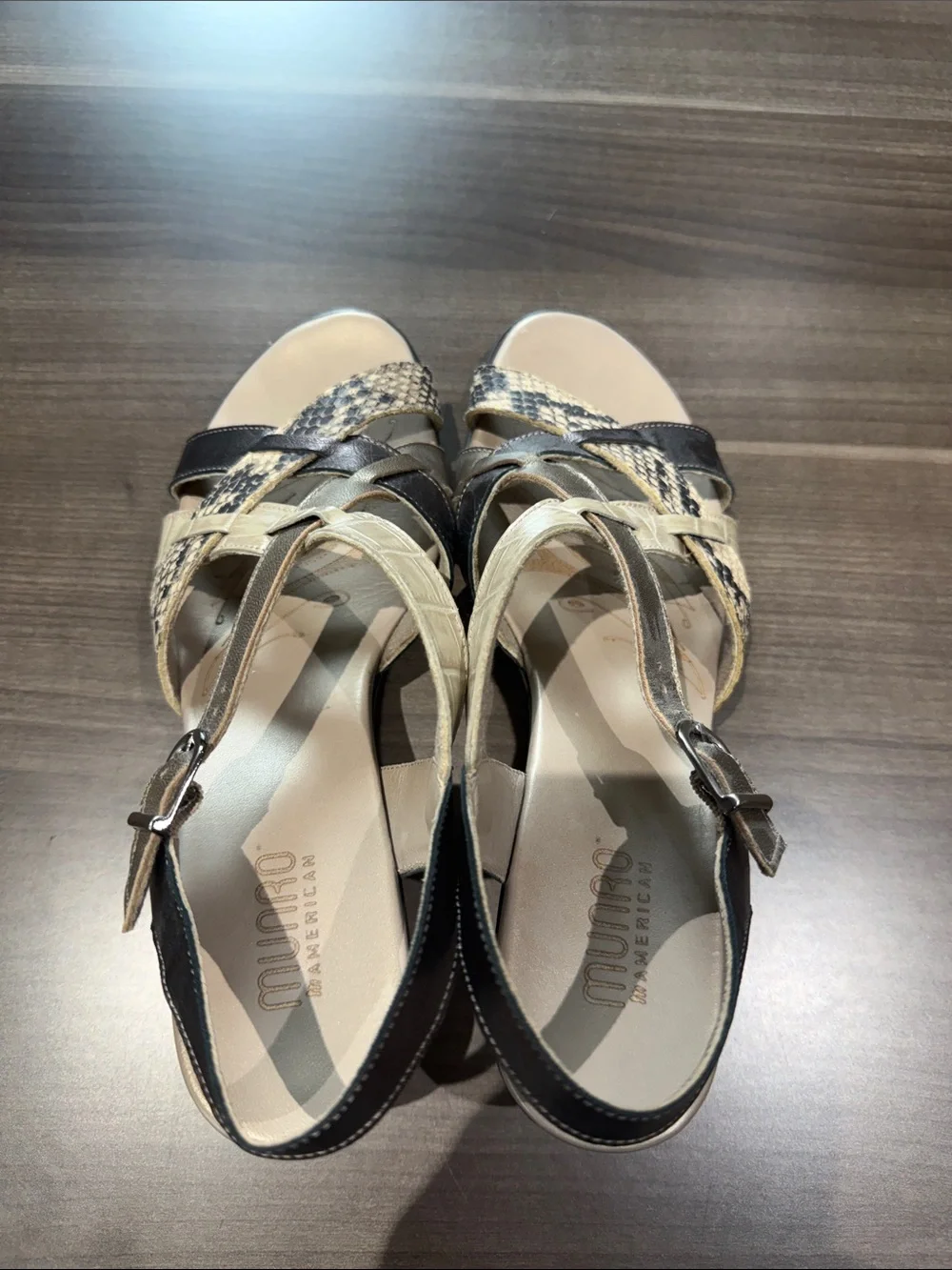 Munro Tan and Brown Woven Strappy Sandals